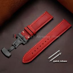 Genuine Cowhide Leather Band for Omega Business Watch Band for Seiko 14/16/18/20/22/24mm Butterfly Buckle Stitching Brown Straps