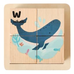 6 in 1 Wooden Chunky Puzzle Blocks for Toddlers Solid Wood Printing Smooth Burr Free Ocean Animals Fine Motor Skills Parent Game