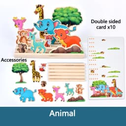 Kids Wooden Logical Thinking Game Farm Animal Scene Puzzles Build Matching Game Imagination Training Montessori Educational Toys