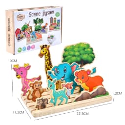 Kids Wooden Logical Thinking Game Farm Animal Scene Puzzles Build Matching Game Imagination Training Montessori Educational Toys