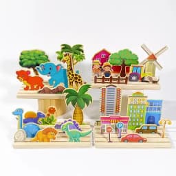 Kids Wooden Logical Thinking Game Farm Animal Scene Puzzles Build Matching Game Imagination Training Montessori Educational Toys