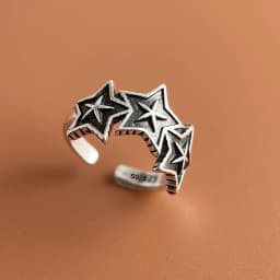 925 Sterling Silver Rings for Women Couple Minimalist Handmade Simple Retro Big Star Ring Fine Jewelry Gift Prevent Allergy