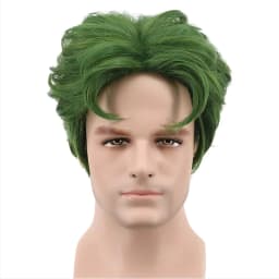 HAIRJOY Men Short Green Curly Cosplay Wig For Party Synthetic Hair Wigs Halloween Wig
