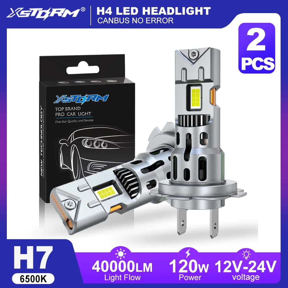 XSTORM H7 LED Headlight NO ERROR Canbus 120W 40000LM 6500K 12V LED H7 Light Bulbs With Fan Turbo Lamp Hi/Low Beam Apply Car
