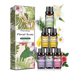 PHATOIL 6 Bottles Essential Oils Set For Aromatherapy,Diffuser-10ml Lavender Jasmine Ylang Ylang Rose Rosemary Chamomile Aroma