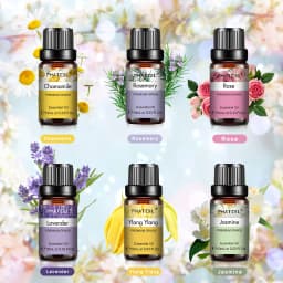 PHATOIL 6 Bottles Essential Oils Set For Aromatherapy,Diffuser-10ml Lavender Jasmine Ylang Ylang Rose Rosemary Chamomile Aroma