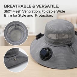 Solar Fan Hat Wide Brim UV Protection Breathable Cooling Sun Hat for Outdoor Fishing Hiking Camping Men Women