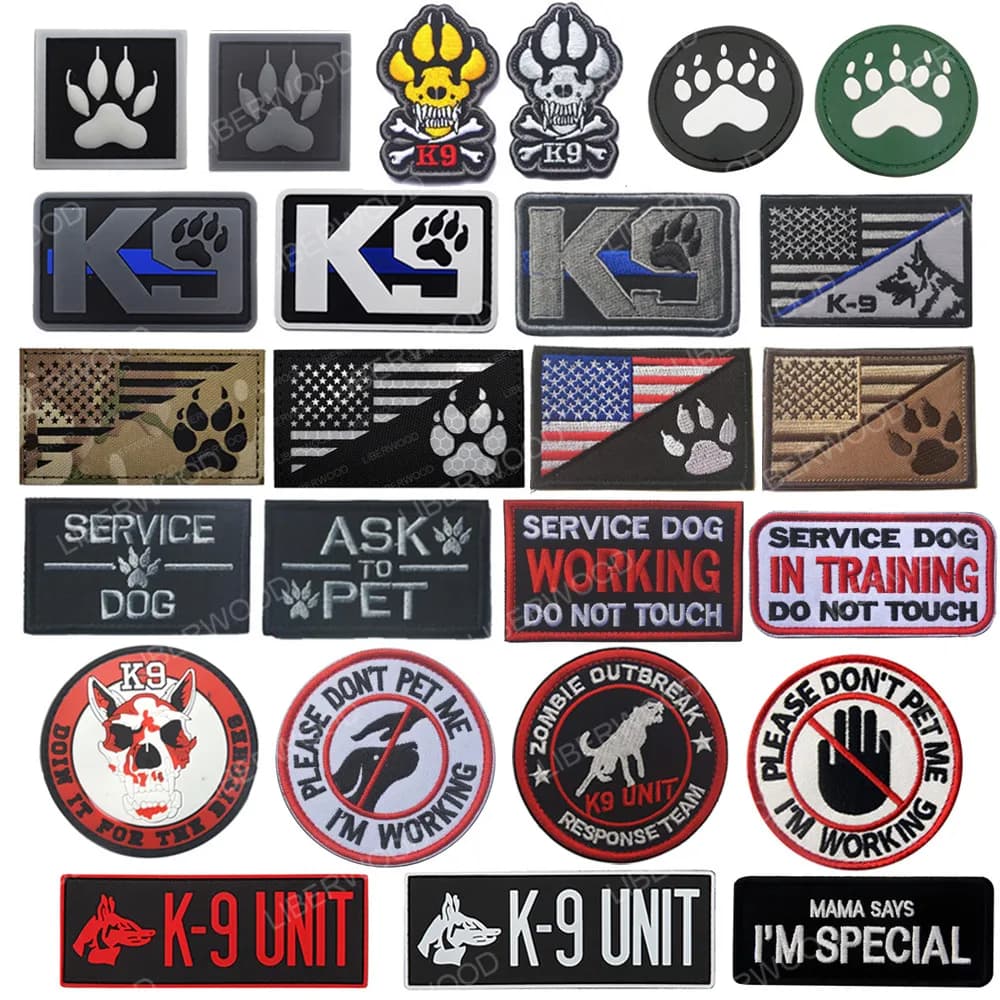 Trooper Sheriff Tactical K9 UNIT Black Grey Hook Back Patch For Body Armor K-9 Badge Applique