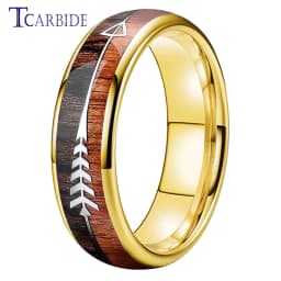 6MM 8MM Mens Womens Tungsten Carbide Ring With Double Wood And Steel Arrow Inlay Fashion Gift Jewelry Comfort Fit