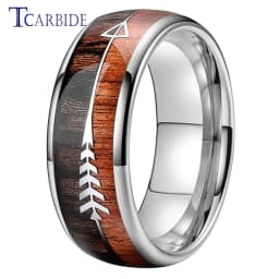 6MM 8MM Mens Womens Tungsten Carbide Ring With Double Wood And Steel Arrow Inlay Fashion Gift Jewelry Comfort Fit