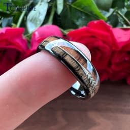 6MM 8MM Mens Womens Tungsten Carbide Ring With Double Wood And Steel Arrow Inlay Fashion Gift Jewelry Comfort Fit