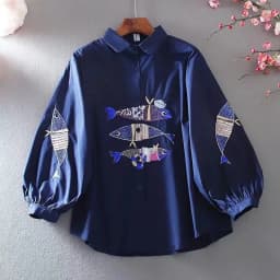 New Embroidered Shirt Women's 2024 Summer Fashion Retro Western Style Design Sense Loose Lantern Sleeve Blouse Lady Tops