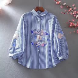 New Embroidered Shirt Women's 2024 Summer Fashion Retro Western Style Design Sense Loose Lantern Sleeve Blouse Lady Tops