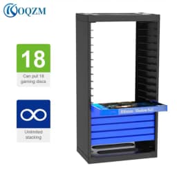 PS4 Multifunctional Disic Storage Tower Games Discs Holder Vertical Stand 18 Game Disks for PlayStation4 Pro Slim/Xbox One