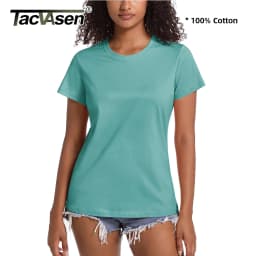 TACVASEN Summer Cotton T-shirts Womens Short Sleeve O-neck Tee Shirts Breathable Moisture Wicking Casual Fashion Basic T Tops