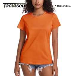 TACVASEN Summer Cotton T-shirts Womens Short Sleeve O-neck Tee Shirts Breathable Moisture Wicking Casual Fashion Basic T Tops