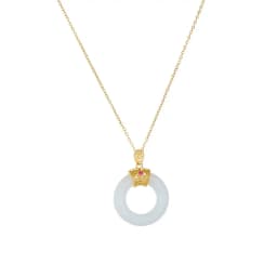 Chinese Style Classic Green Circle Stone Pendant Necklaces for Women Elegant Accessories Collar Jewelry Gifts for Friends
