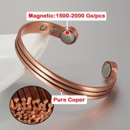 Vinterly Pure Copper Bracelet Men Women Adjustable Vintage Stripe Magnetic Bangle Arthritis Health High Magnet Jewelry Resizable