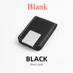 QOONG 2026 Custom Lettering High Quality Leather Money Clip Purse Men Strong Magnetic Black Clip for Money Holder ML1-001