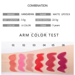 Moisturizing Matte Lipstick 6 Shades Long Lasting Non Transfer Nude Lip Gloss HANDAIYAN Cosmetics For Ladies