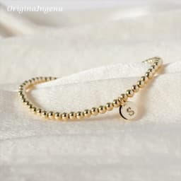 Handmade Gold Beads Bracelet 14K Gold Filled Elastic Bracelet Custom Letter Jewelry Boho Bracelets Vintage Boho Women Jewelry