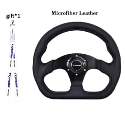 TIYPEOR 330mm13Inch Racing Drift Flat Steering Wheel Black Stitching Steering Wheel Fit Car and Simulation Racing Game