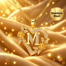 Zircon Flower Heart Initials Necklaces For Women Stainless Steel Heart Lover Gold Color Letter Chain Collar Necklace Jewelry