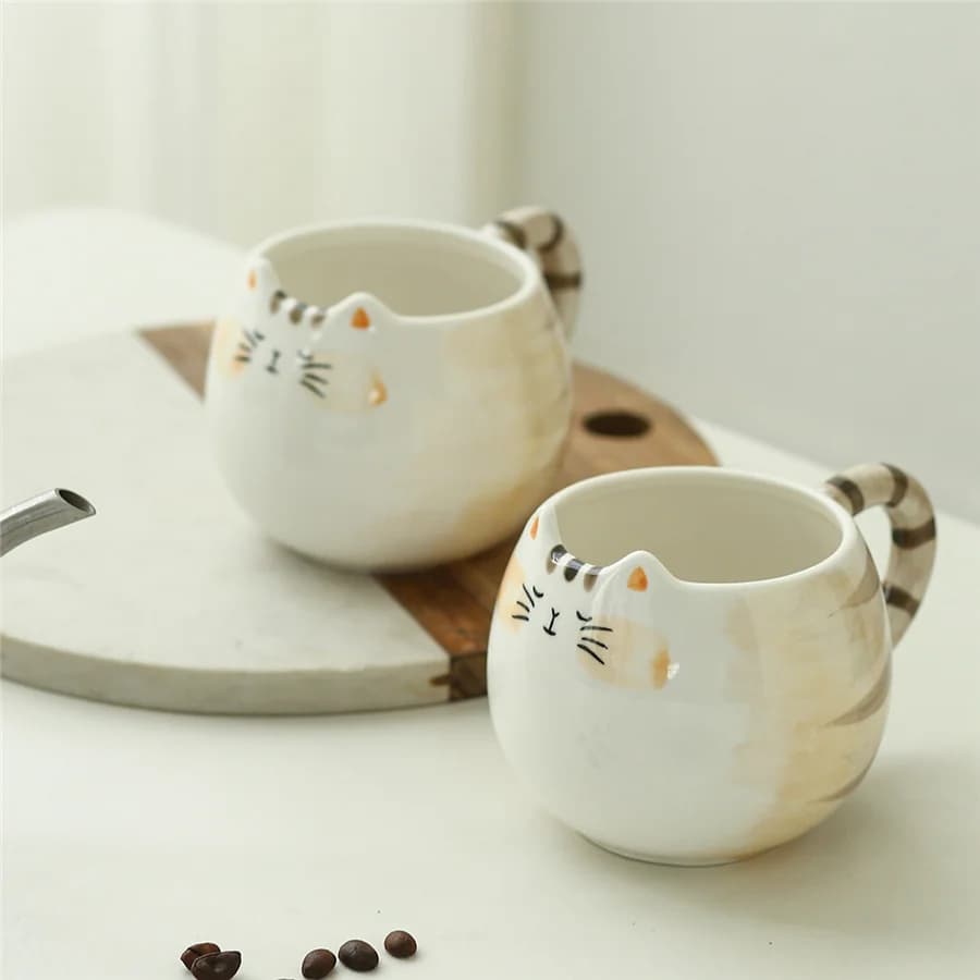 1pc cute ceramic cup, cat shaped mug, 380ml/13oz milk, coffee, and water cups