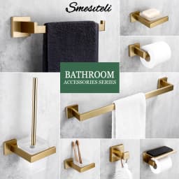 Matte Gold Towel Rack 304 stainless steel Towel Bar Double Towel Shelf Paper Holder Tissue Holder Toilet Brush Holder