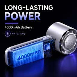 Ice Cooling Portable Neck Fan, 5-Speed Turbo Wind Foldable Hands Free Cooler, 4000mAh 9H Battery Travel Outdoor