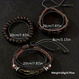 New Men Watch Luxury Bracelet Set Fashion Business Brown Leather Quartz Wrist Watches for Men Gift Set Relogio Masculino