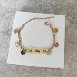 Customized Laser Engraved Baby Name Bracelet, Butterfly Heart Shaped Stainless Steel Children's Customized Bracelet Gift