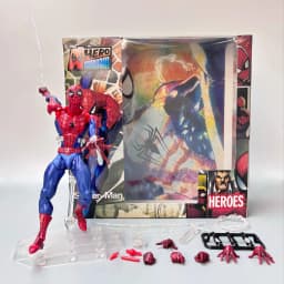 Spider-Man Symbiote Super Action Collectible Figure - Comes with Interchangeable Eyes and Hands, Stand Included in the Set