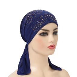 H088 Fashion Turban Hijab with Many Stones Muslim Hijab Scarf Islamic Headscarf Hat Amira Pull on Headwrap