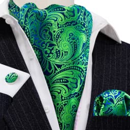 Barry.Wang Jacqaurd Silk Men Ascot Cravat Tie Floral Paisley For Male with Hanky Cufflinks 60 Colors Wedding Party Events Gift