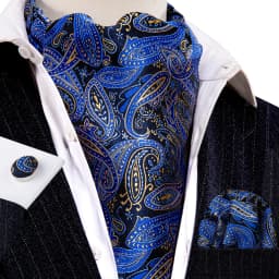 Barry.Wang Jacqaurd Silk Men Ascot Cravat Tie Floral Paisley For Male with Hanky Cufflinks 60 Colors Wedding Party Events Gift