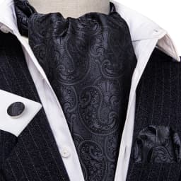 Barry.Wang Jacqaurd Silk Men Ascot Cravat Tie Floral Paisley For Male with Hanky Cufflinks 60 Colors Wedding Party Events Gift