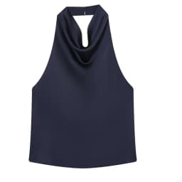 HXAO Halter Neck Women's Top Off Shoulder Satin Crop Top Women Summer Sexy Backless Tank Party Tops Y2K Aesthetic Camisole