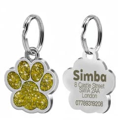 Free Personalized Dog Cat Plate Tags Engraved Puppy Pet ID Name Collar Tag Alloy Paw Glitter Pendant Pets Dogs Accessories