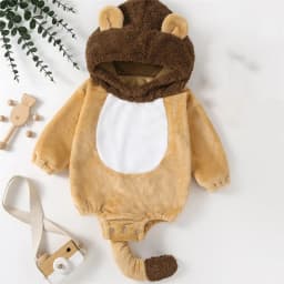 Suefunskry Baby Boys Girls Animal Costume Flannel Rabbit Costume Role Play Hooded Long Sleeve Pajamas Rompers Cosplay Jumpsuits