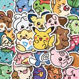 50PCS Kawaii Anime Pokemon Stickers Pikachu Decals DIY for Laptop Luggage Skateboard Phone Cartoon Kid Toy Gift Stickers