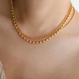 RHYSONG 316L Stainless Steel With 18K Gold Plated PVD Unique Layered Beads Chain Necklace For Women Fashion Gold Silver Jewelry