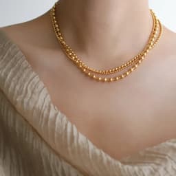 RHYSONG 316L Stainless Steel With 18K Gold Plated PVD Unique Layered Beads Chain Necklace For Women Fashion Gold Silver Jewelry