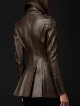 Mauroicardi Spring Fitted Black Skirted Soft Faux Leather Blazer Jacket Women Double Breasted Elegant Luxury Designer Clothes