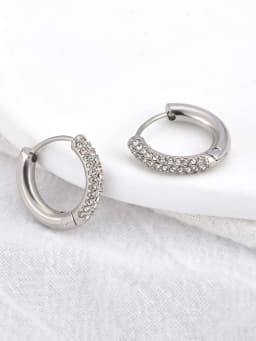 Lokaer Fashion 316L Stainless Steel Rhinestone Hoop Earrings 18K PVD Gold Plated Handmade Daily Jewelry for Women Girls E24216