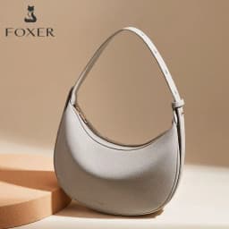 FOXER Brand PU Leather Women's Shoulder Bag 2026 Fashion Lady Crescent Luxury Design Half-moon Handbag Crossbody Bag Girl Gift