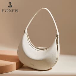 FOXER Brand PU Leather Women's Shoulder Bag 2026 Fashion Lady Crescent Luxury Design Half-moon Handbag Crossbody Bag Girl Gift