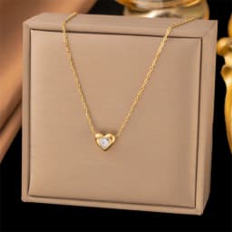 EILIECK 316L Stainless Steel Metal Fine Chain Bling Zirconia Necklace 18K Gold PVD Plated Waterproof Fashion Jewelry For Women