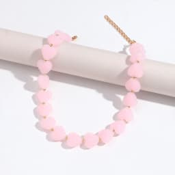 Sweet Candy Colored Resin Love Heart Choker Necklace for Women Cute Geometric Heart Shape Collar Necklace Summer Jewelry Gifts