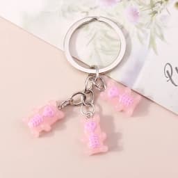 Aihua 12 Colors Cute Cartoon Candy Color Gummy Bear Keychains for Women Girls Resin Bear Keychains Sweet Jewelry Gifts